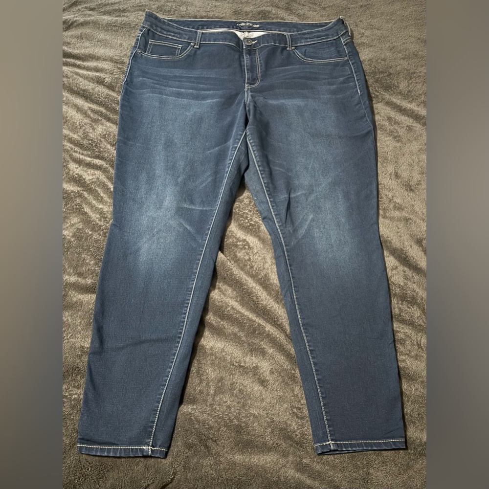 Maurices Dark Blue Denim Skinny Jeggings Size 24W Long/Tall